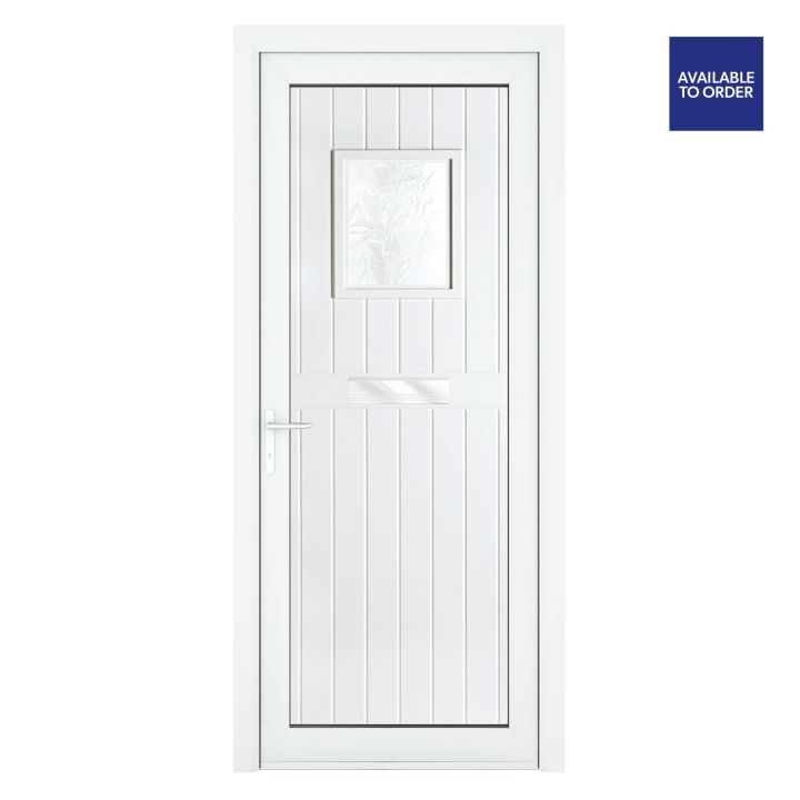 Crystal Right Hand Two Panel Obscure Glass Chatsworth White uPVC Front Door 920 x 2090mm