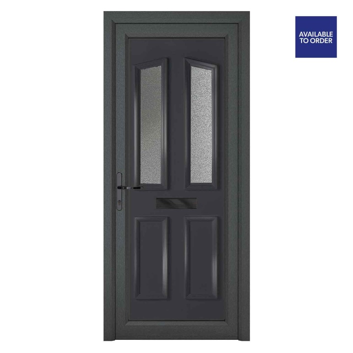 Crystal Right Hand 4 Panel 2 Glass Kensington Grey/White uPVC Front Door 920 x 2090mm