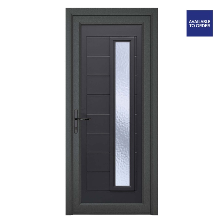 Crystal Right Hand Long Glass Panel Monaco Grey/White uPVC Front Door 920 x 2090mm