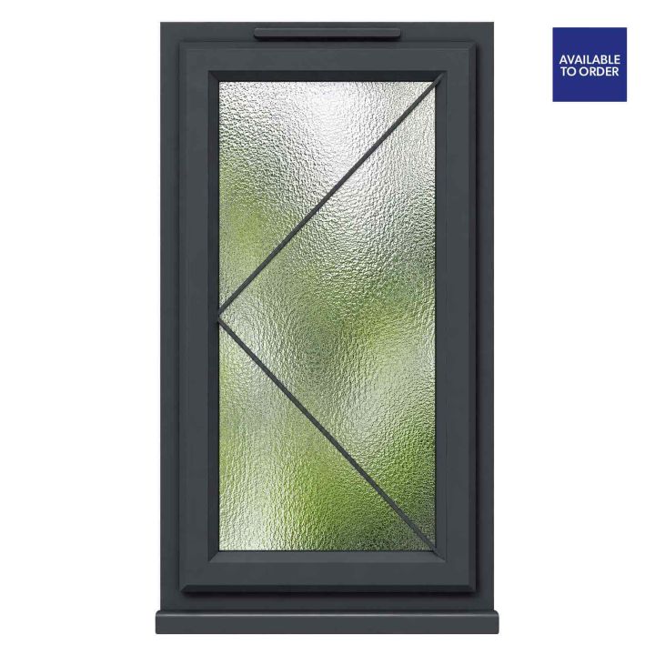 CWG Left Hand Side Hung Obscure Triple Glazed Grey/White uPVC Window