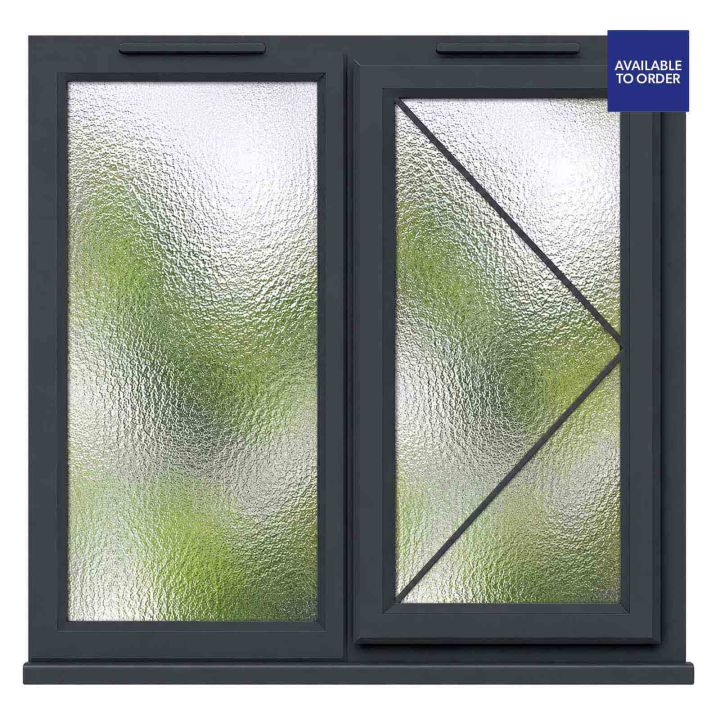 CWG Right Hand Hung with Fixed Panel Obscure Triple Glazed Grey/White uPVC Window