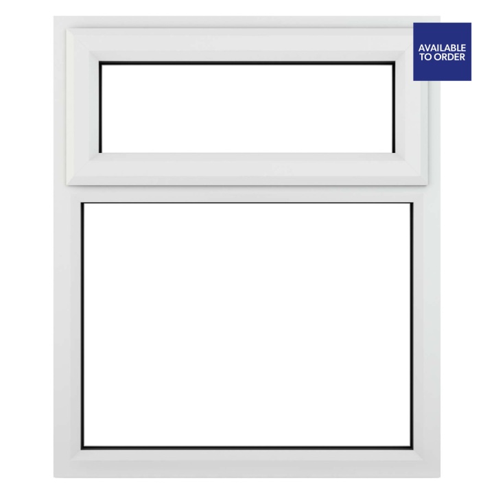 Crystal Top Hung Over Fixed Light Clear Triple Glazed White uPVC Window