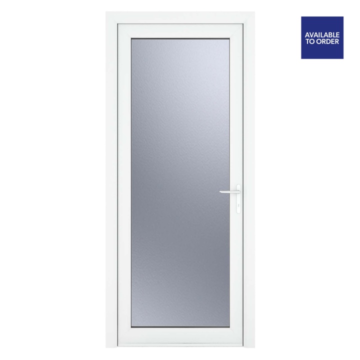 Crystal Left Hand Obscure Triple Glazed Single White uPVC Door 890 x