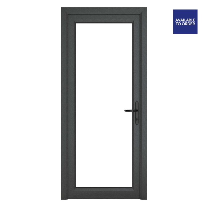 Crystal Left Hand Clear Triple Glazed Single Grey/White uPVC Door