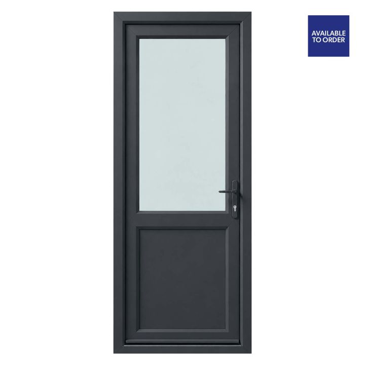 CWG Left Hand Half Clear Triple Glazed Grey/White uPVC Door