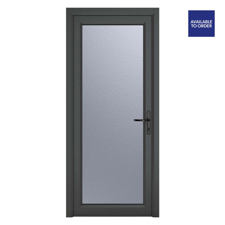 Crystal Left Hand Obscure Triple Glazed Single Grey/White uPVC Door