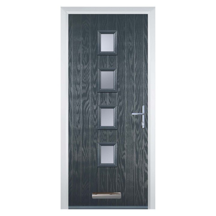 Cottage Style Composite Door 4 Glass Squares Anthracite Grey LH Hung