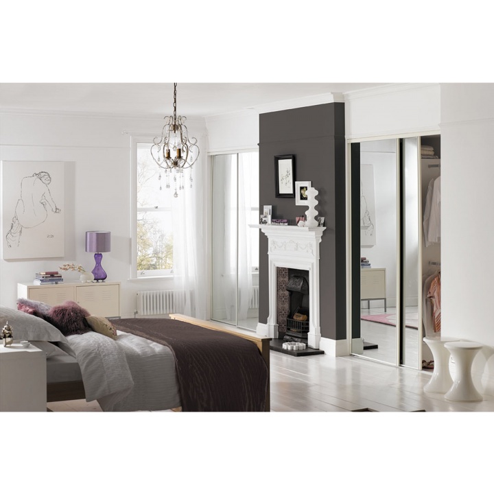 Sliding Door Twin Pack - White Frame - Mirror 610mm (Pk 2)