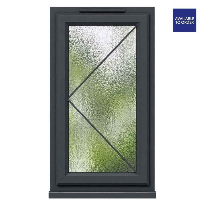 CWG Left Hand Opening Obscure Glazed Grey/White uPVC Window