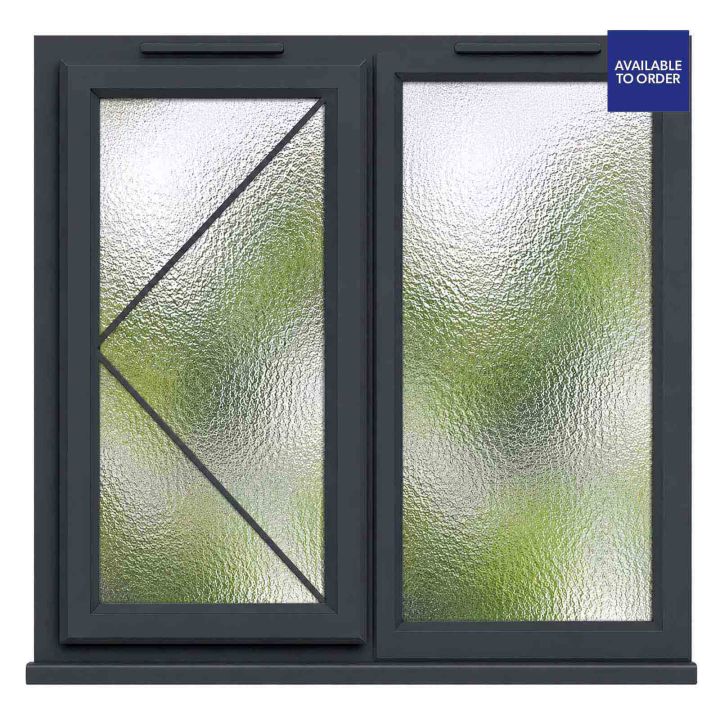 CWG Left Hand Opening with Fixed Panel Obscure Glazed Grey/White uPVC Window