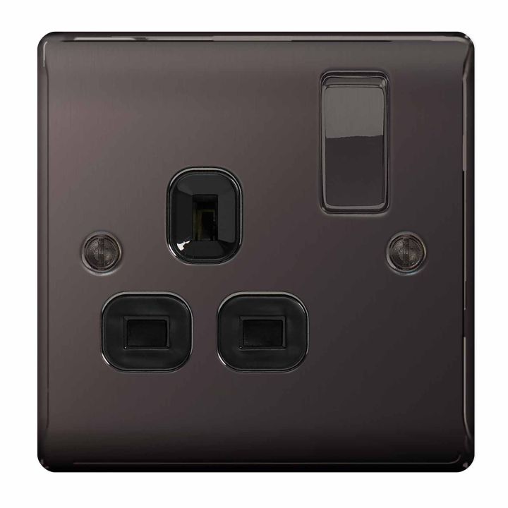 BG Nexus 1 Gang 13A Switched Socket Black Nickel