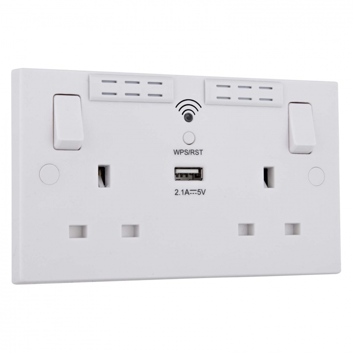 BG Nexus 2 Gang Socket With Wifi Extender & USB