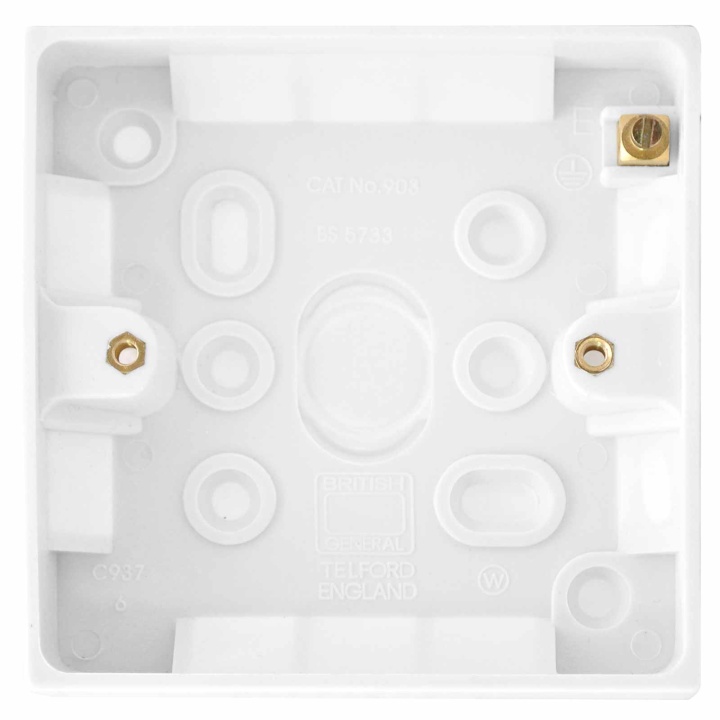 BG 1 Gang 19mm Pattress With Earth Terminal