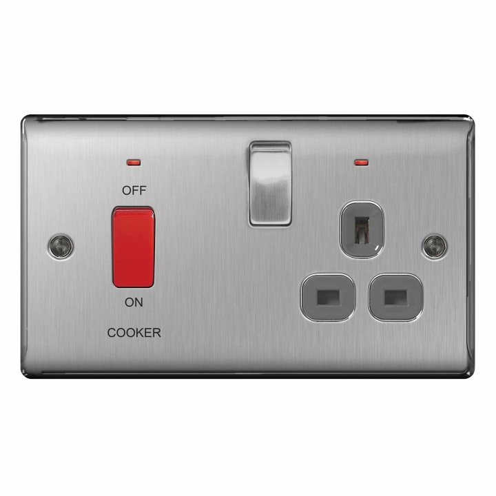 BG Nexus Cooker Control Unit 45A DP Switch With 13A Socket Brushed Steel