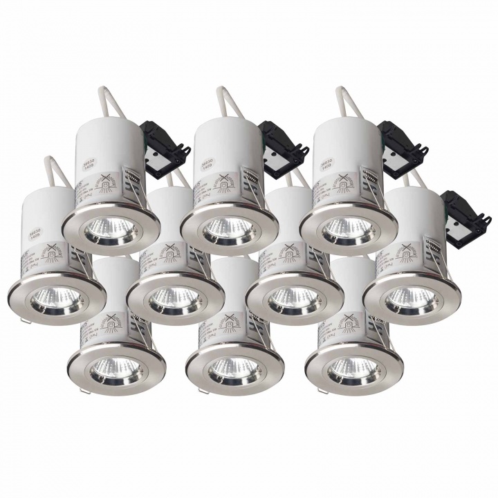 Robus Fire Rated Fixed Downlight Contractor Pack Brushed Chrome PK10