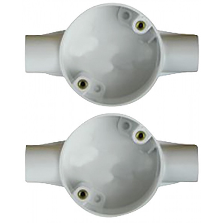20mm White Conduit Through Box (Pk 2)