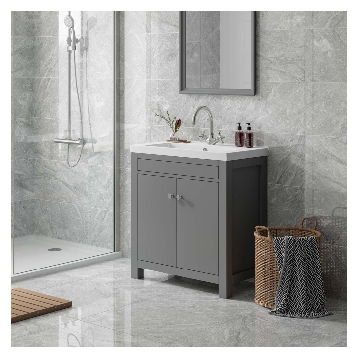 Majestic Gloss Grey Porcelain Floor Tile 600 x 600mm Selco
