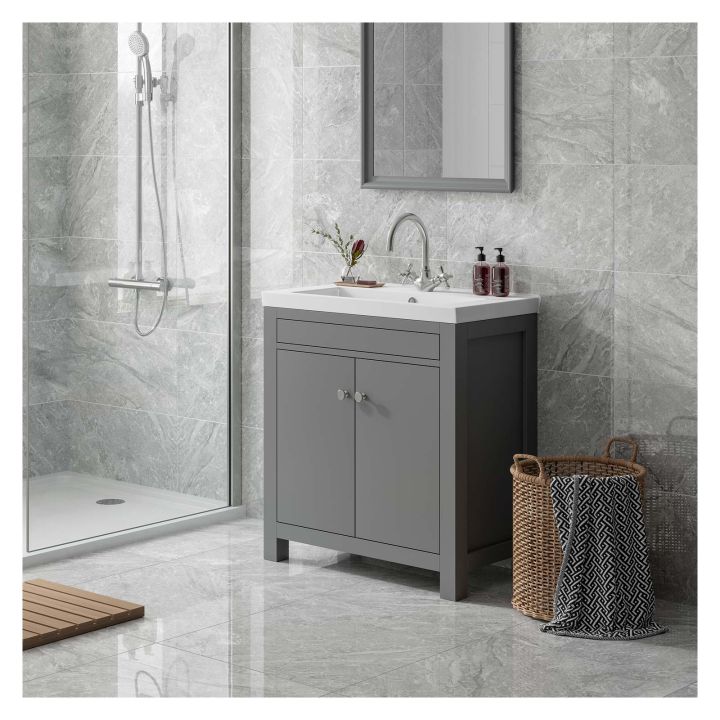 Majestic Gloss Grey Porcelain Floor & Wall Tile 600 x 600mm