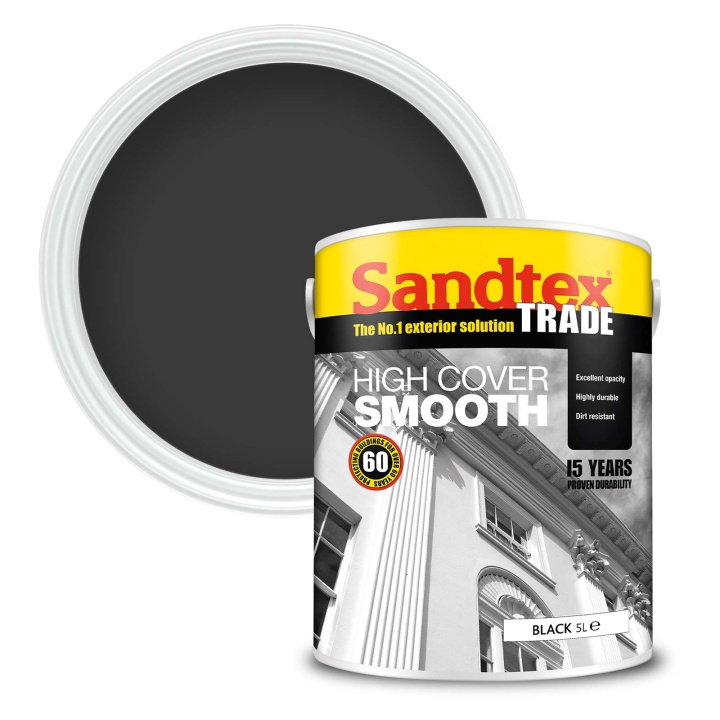Sandtex High Cover Smooth Masonry Paint Black 5L