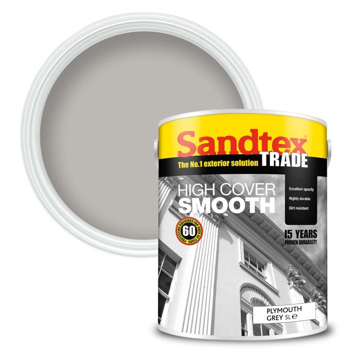 Sandtex High Cover Smooth Masonry Paint Plymouth Grey 5L