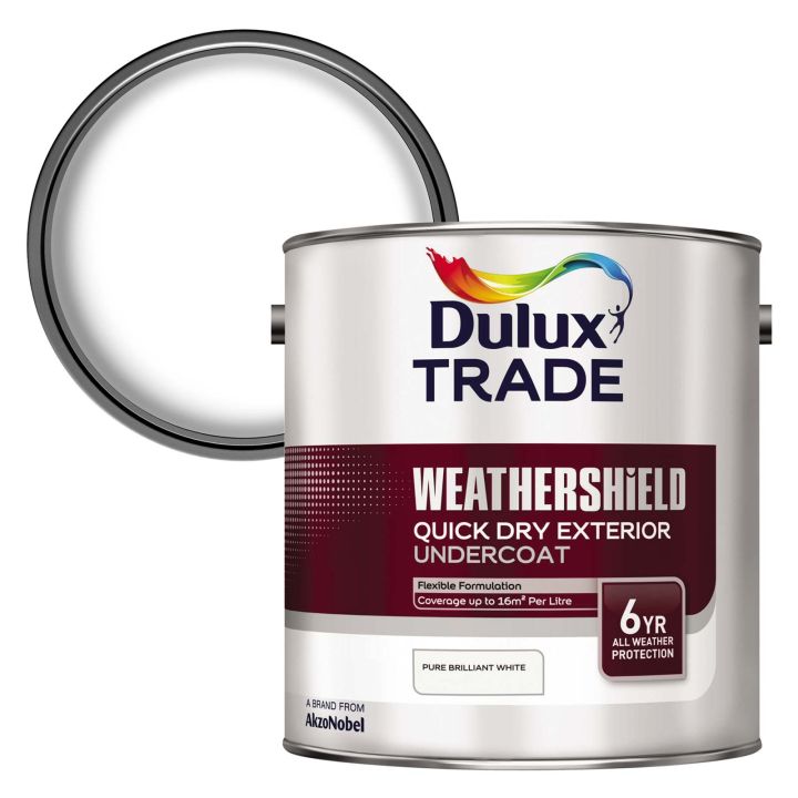 Dulux Trade Weathershield Quick Drying Exterior Undercoat Brilliant White 2.5L