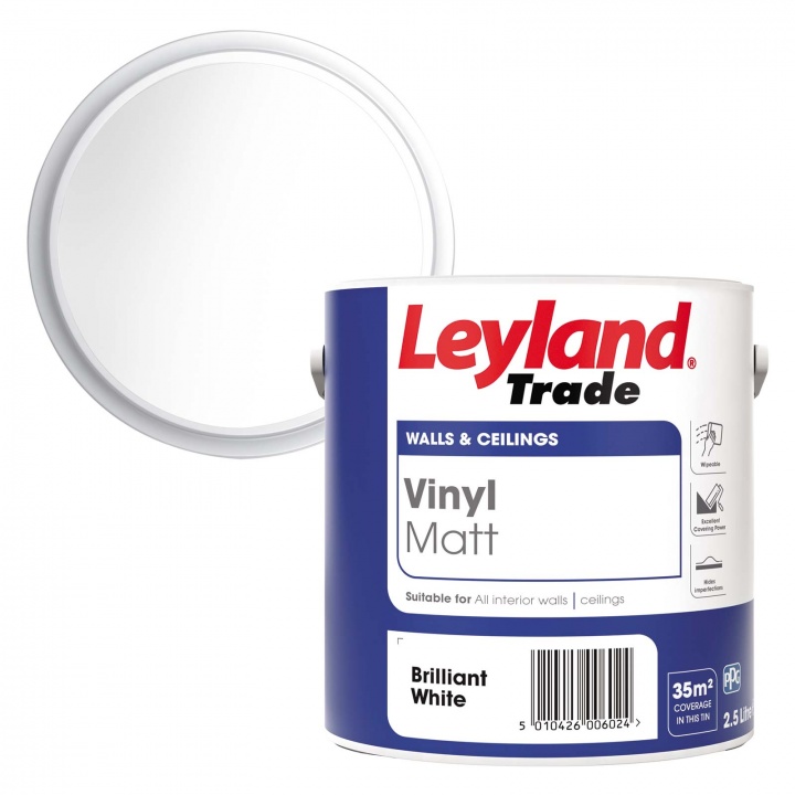 Leyland Trade Vinyl Matt Emulsion Brilliant White 2.5ltr