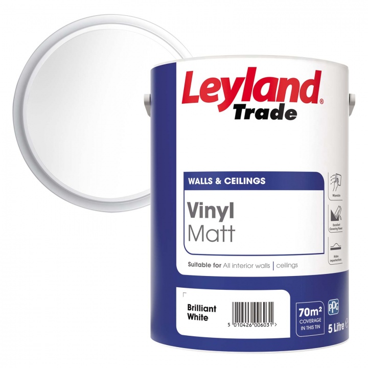 Leyland Trade Vinyl Matt Emulsion Brilliant White 5ltr