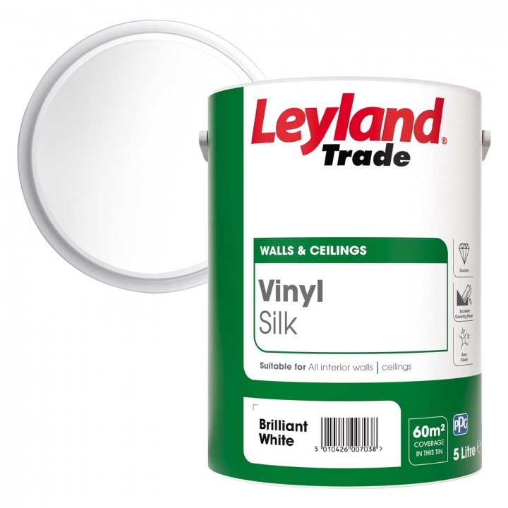 Leyland Trade Vinyl Silk Emulsion Brilliant White 5ltr