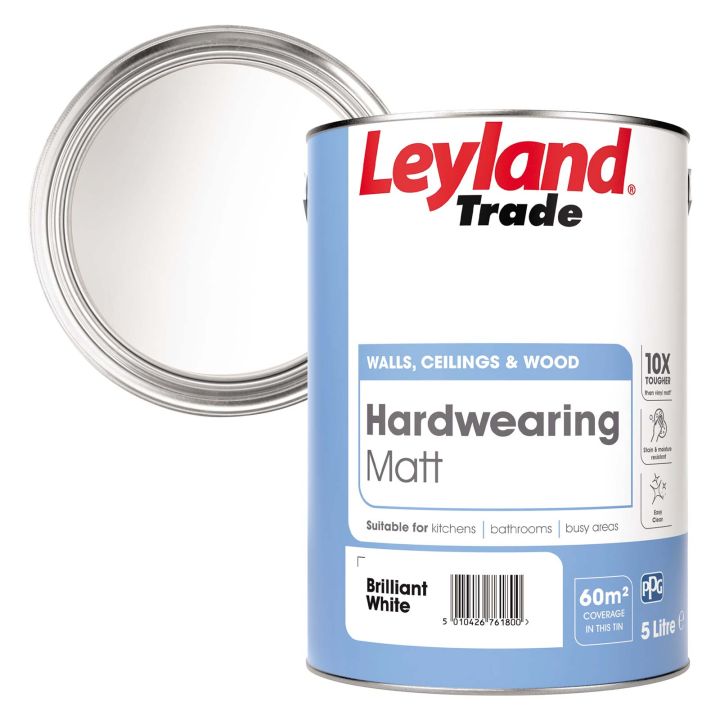 Leyland Trade Hardwearing Matt Emulsion Brilliant White 5L