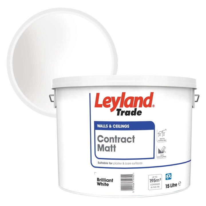 Leyland Trade Contract Matt Emulsion Brilliant White 15ltr Selco