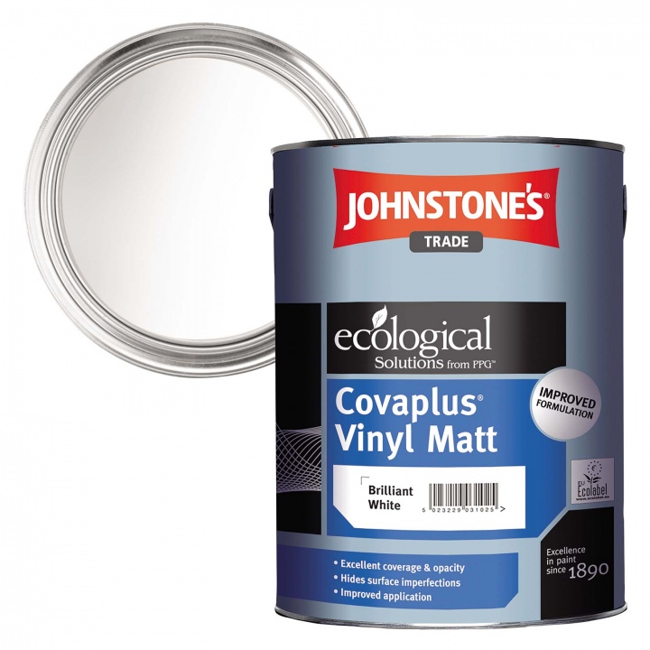 Johnstones Covaplus Vinyl Matt Emulsion Brilliant White 5ltr