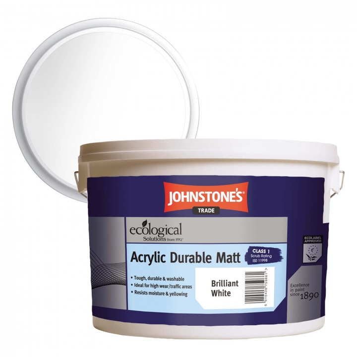 Johnstones Acrylic Durable Matt Emulsion Brilliant White 10ltr