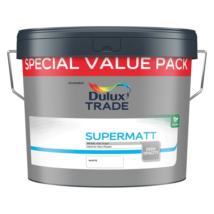 Dulux Trade Supermatt White Emulsion12ltr Paint Selco Selco