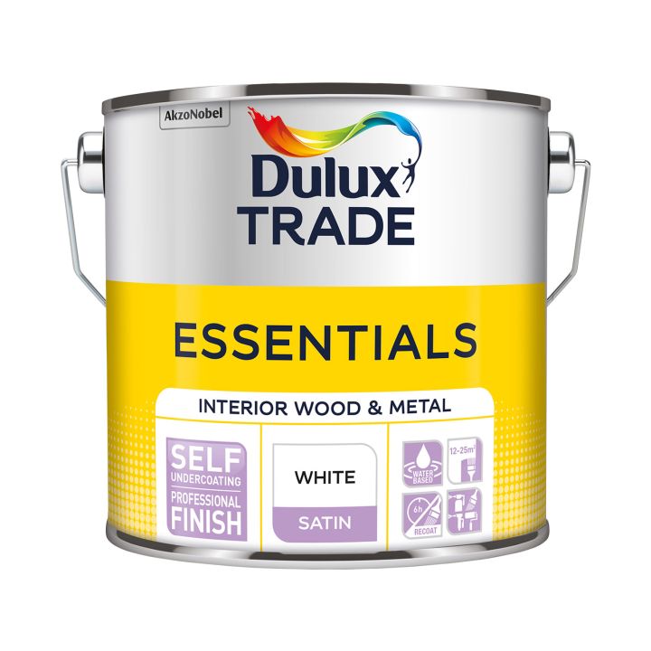 Dulux Trade Essentials Satin White Wood & Metal Paint 2.5L
