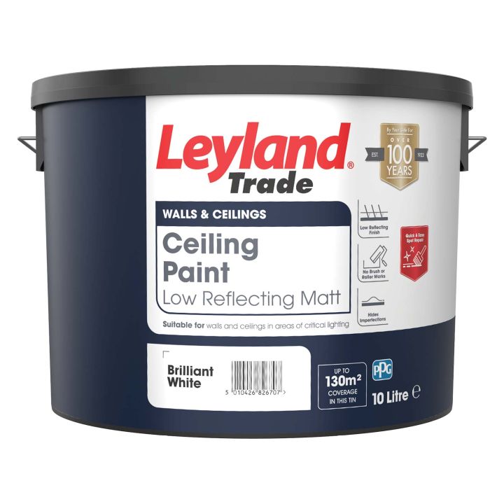 Leyland Trade Brilliant White Matt Ceiling Emulsion 10L