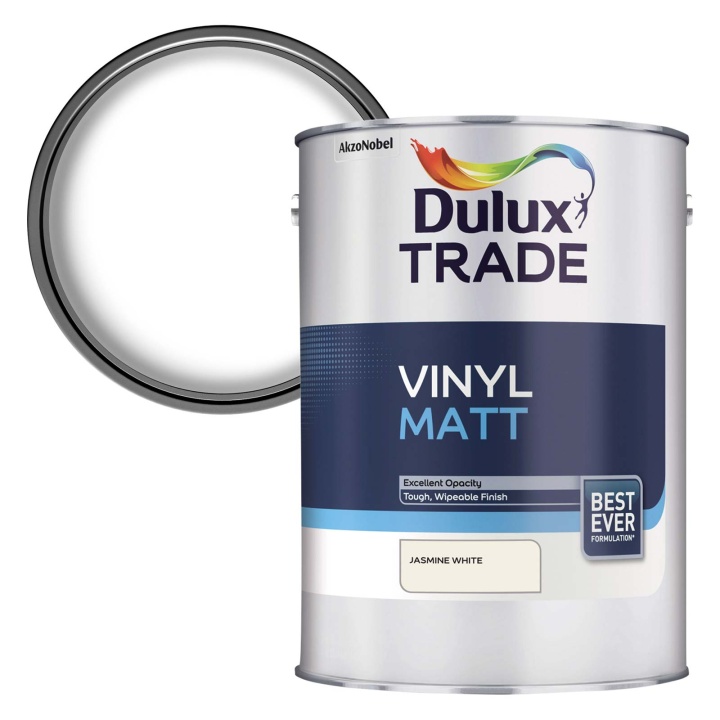 Dulux Trade Vinyl Matt Emulsion Jasmine White 5ltr Selco