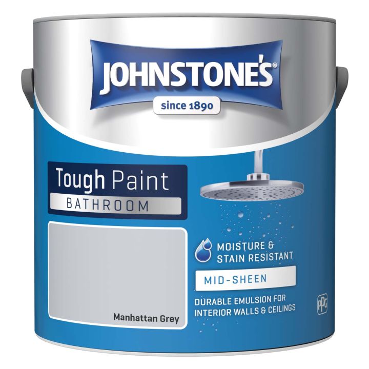 Johnstones Bathroom Mid Sheen Emulsion Manhattan Grey 2.5L