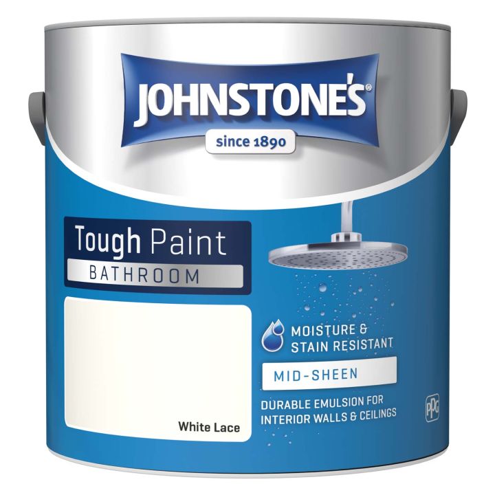 Johnstones Bathroom Mid Sheen Emulsion White Lace 2.5L