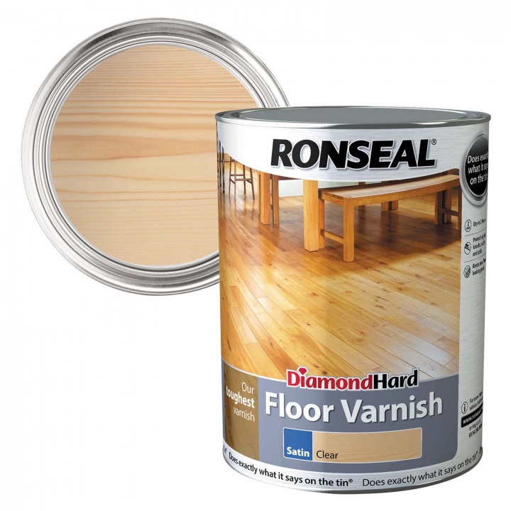 Ronseal Diamond Hard Floor Varnish Clear Satin 5ltr Selco