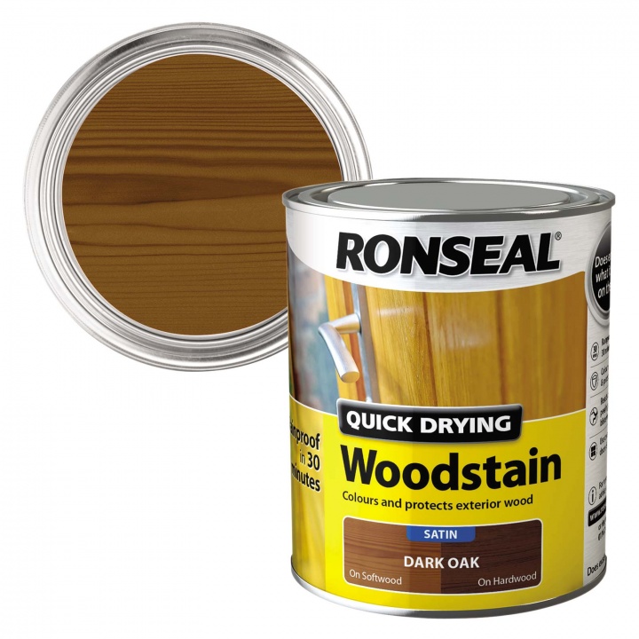 Ronseal Quick Drying Woodstain Dark Oak Satin 750ml