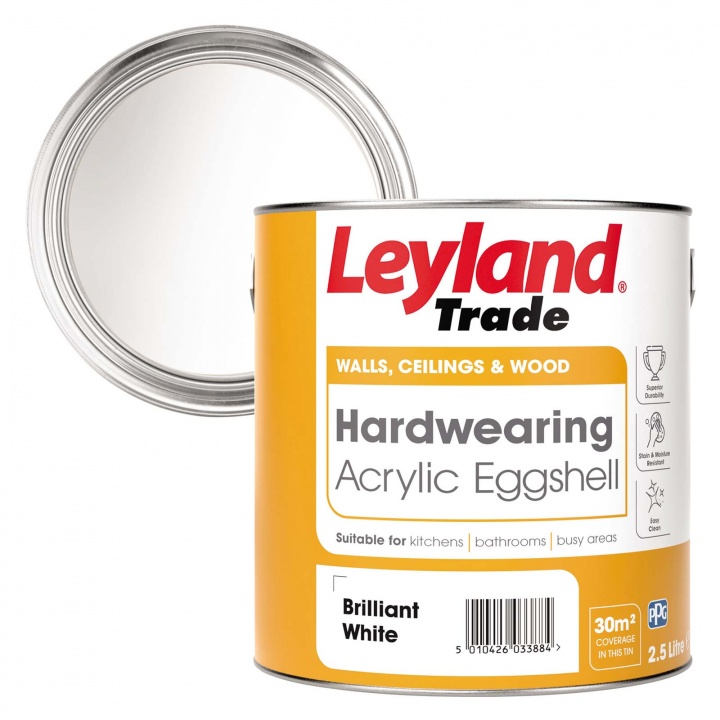 Leyland Trade Hardwearing Acrylic Eggshell Brilliant White