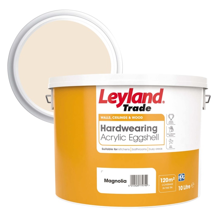 Leyland Trade Hardwearing Acrylic Eggshell Magnolia 10ltr