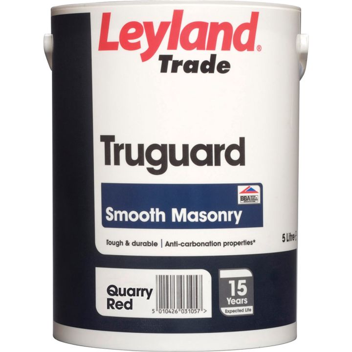 Leyland Trade Truguard Smooth Masonry Paint Quarry Red 5L