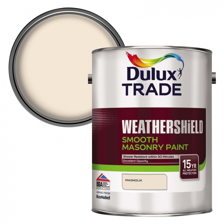 Dulux Trade Weathershield Smooth Masonry Paint Magnolia 5ltr | Selco
