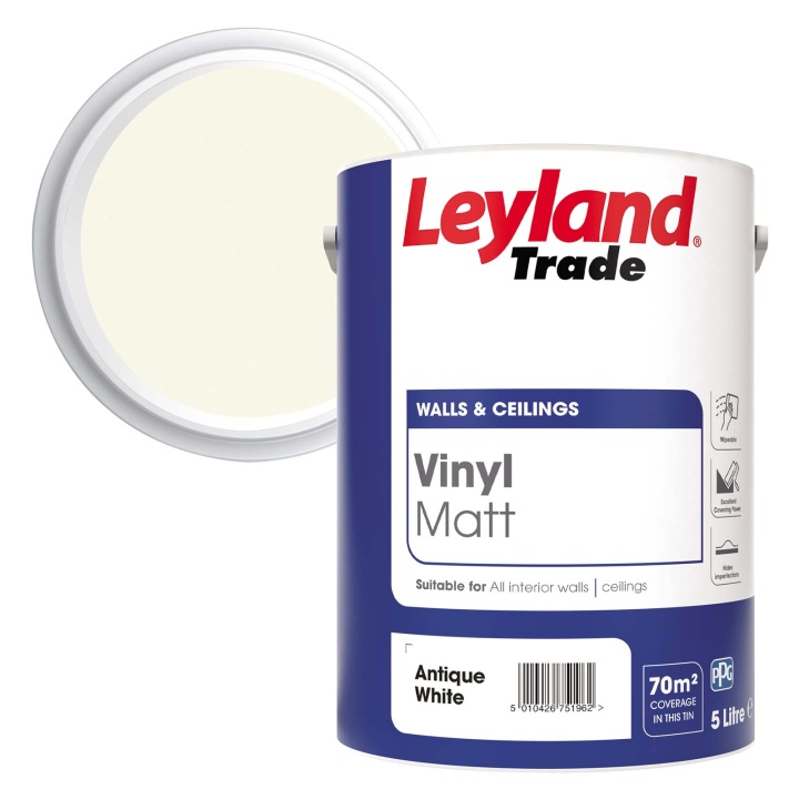 Leyland Trade Vinyl Matt Emulsion Antique White 5ltr Selco