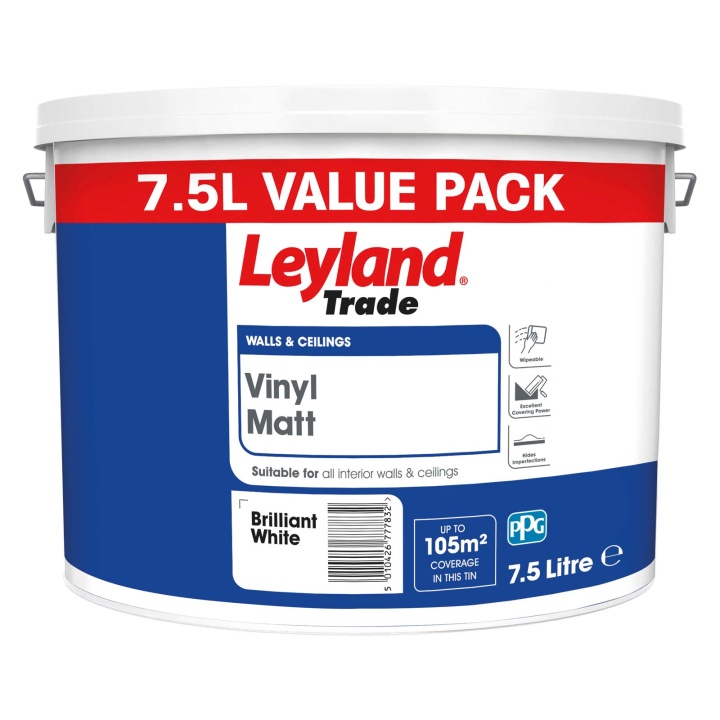 Leyland Trade Vinyl Matt Emulsion Brilliant White 7.5ltr Selco