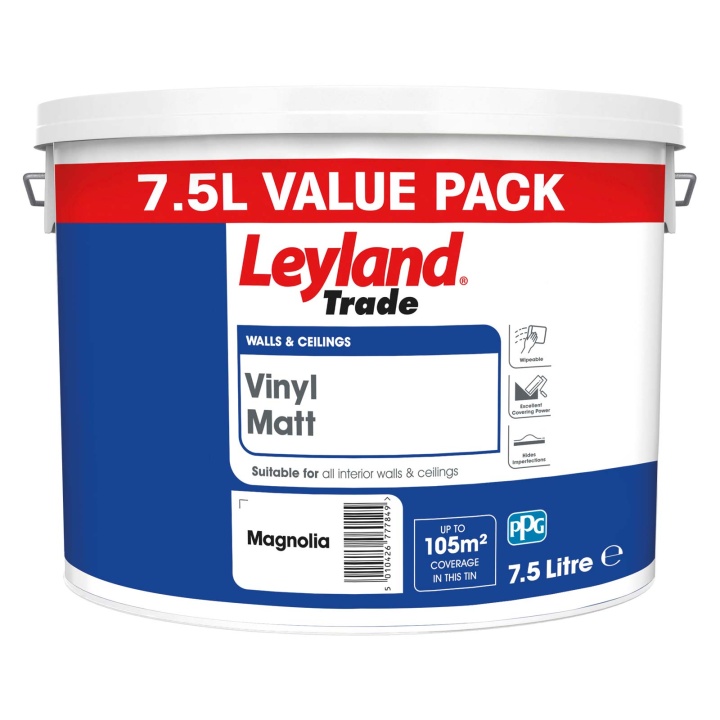 Leyland Trade Vinyl Matt Emulsion Magnolia 7.5ltr Selco