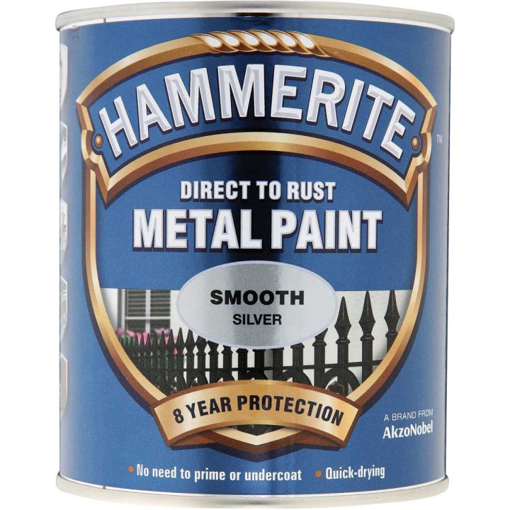 Hammerite Direct to Rust Metal Paint Smooth Silver 750ml