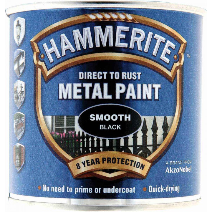 Hammerite Direct to Rust Metal Paint Smooth Black 2.5ltr