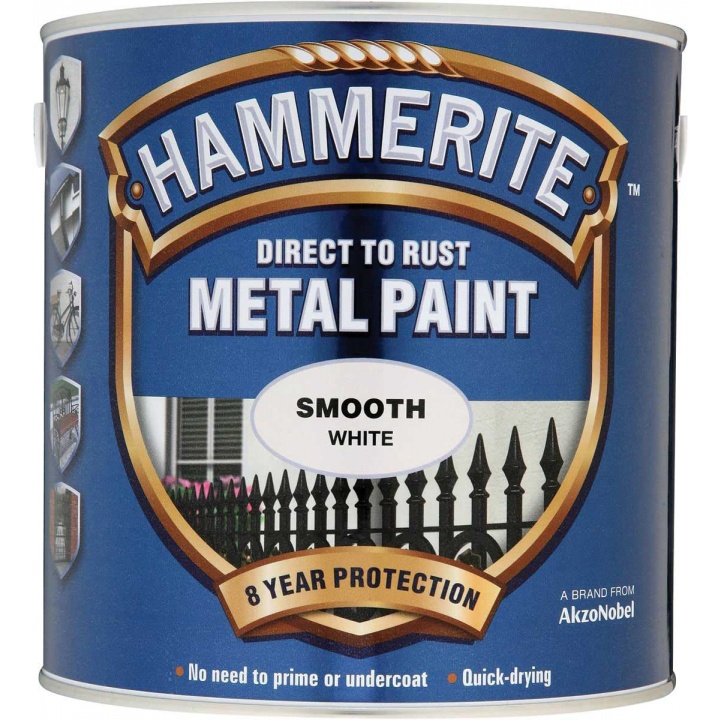 Hammerite Direct to Rust Metal Paint Smooth White 2.5ltr
